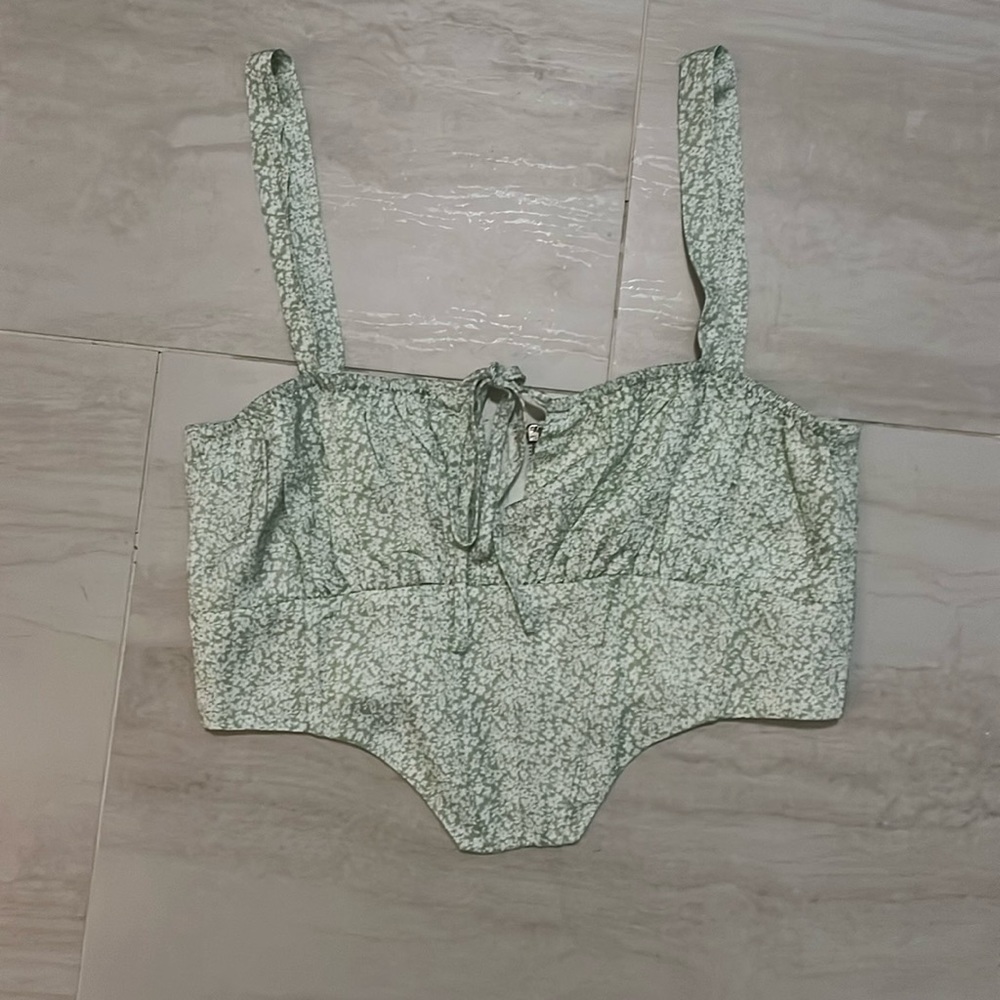 Green floral corset top
